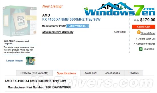 四核心推土机FX-4100接受预订 估价175美元